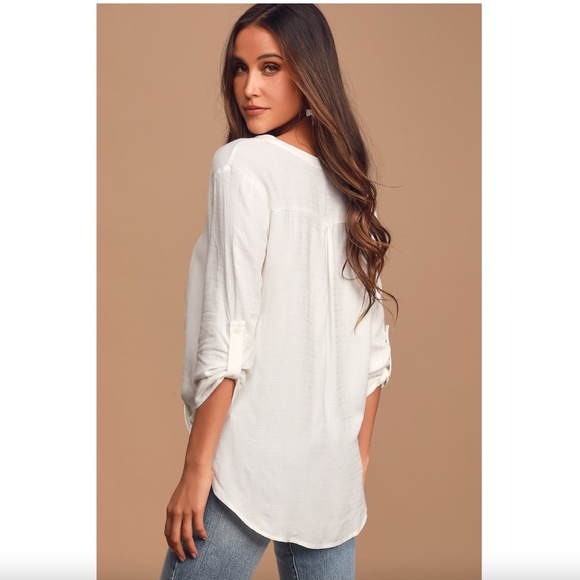 EUC Lulus Making a Difference Ivory Button-Up Top - Large - Picture 2 of 5